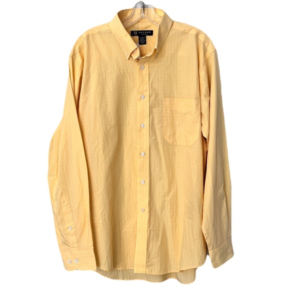 NWT Oxford Golf Yellow Check Long Sleeve Button Down, Size L - Picture 1 of 4